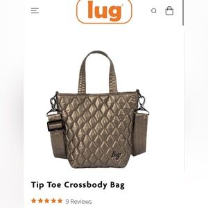 NWT Lug Tip Toe Crossbody Bag Purse
Metallic Walnut RFID